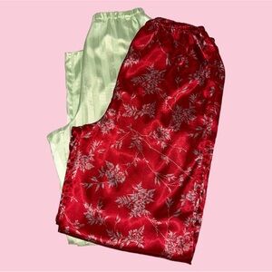 Streetwear Y2K Green Striped and Red Vine Pajama Pants Bundle
